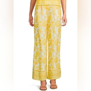 Alex Marie Boho Yellow Floral Wide Leg Pants